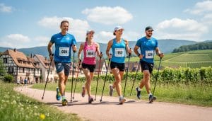 découvrez comment quatre membres du club de marche nordique se sont distingués en représentant fièrement leur équipe aux championnats de france en alsace.