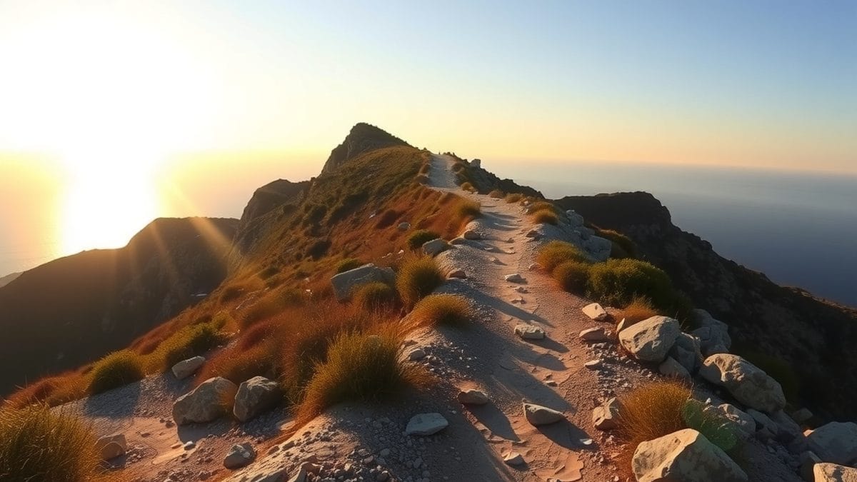 Sentier côtier rocheux en Corse évoquant le terrain du championnat du monde de course d'aventure