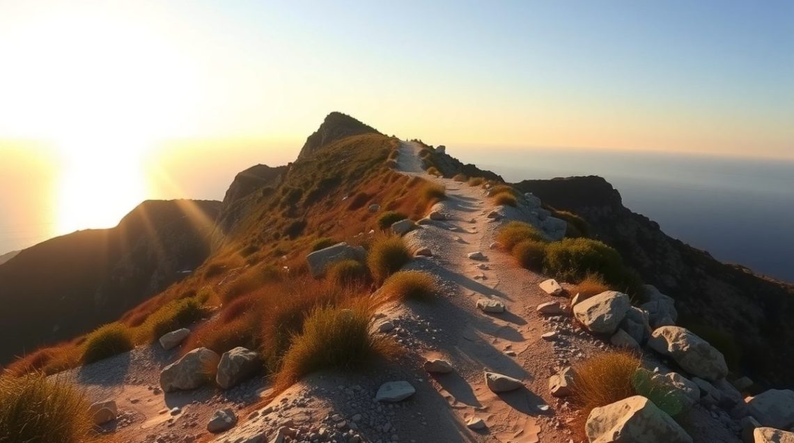 Sentier côtier rocheux en Corse évoquant le terrain du championnat du monde de course d'aventure