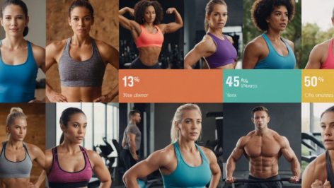 Groupe diversifié faisant des exercices intenses à côté d'un chronomètre affichant 7:00, illustrant l'efficacité de la routine de 7 minutes